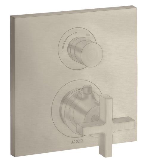 AXOR-HG-AXOR-Citterio-Thermostat-Unterputz-mit-Absperrventil-und-Kreuzgriff-Brushed-Nickel-39705820 gallery number 1